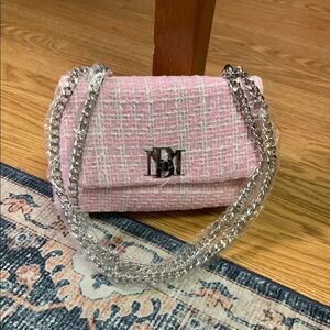 Badgley Mischka y2k baby pink plaid chain NWT bag